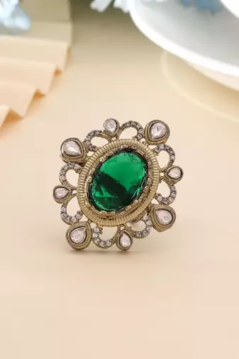Green color american diamond ring
