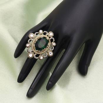 Green color american diamond ring 2