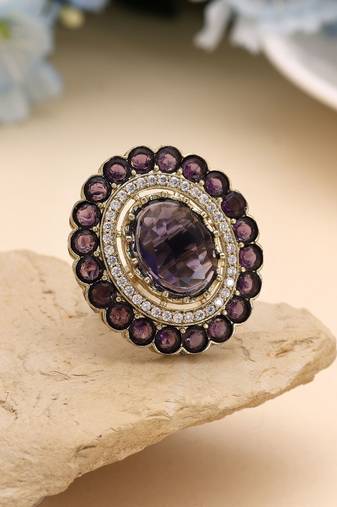 Purple color american diamond ring