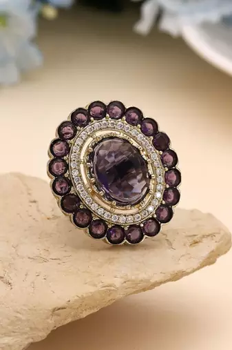 Purple color american diamond ring