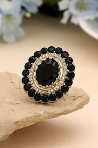 Black color american diamond ring