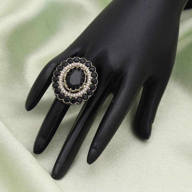 Black color american diamond ring
