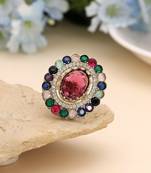 Multi color american diamond ring