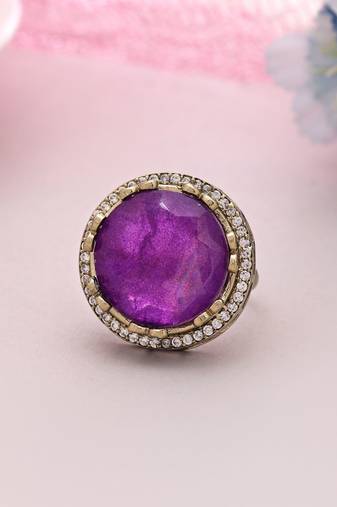 Purple color american diamond ring