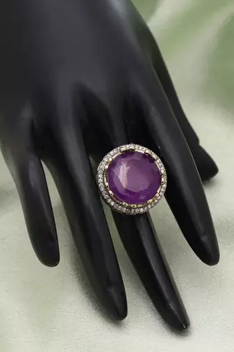 Purple color american diamond ring