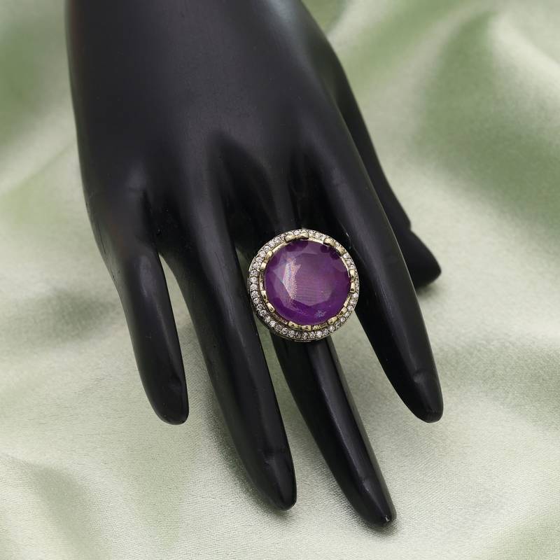 Purple color american diamond ring
