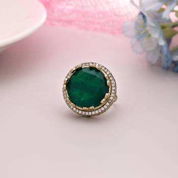 Green color american diamond ring 1
