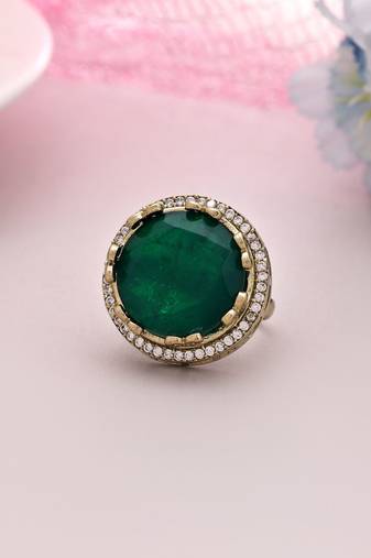 Green color american diamond ring