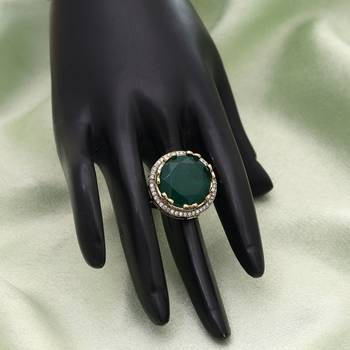 Green color american diamond ring 2