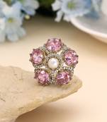 Pink color american diamond ring