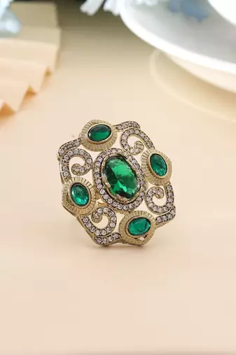 Green color american diamond ring