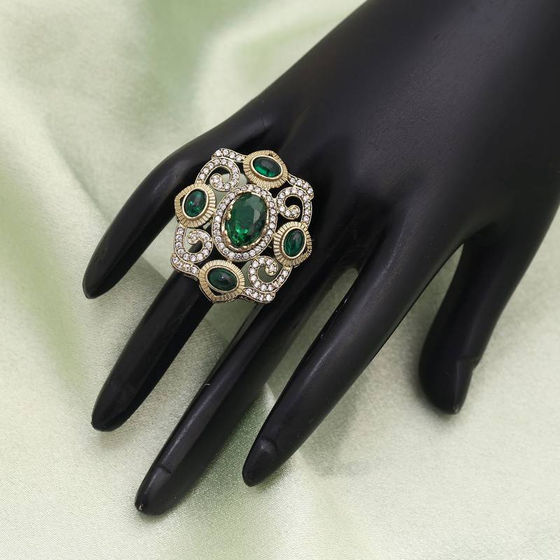 Green color american diamond ring