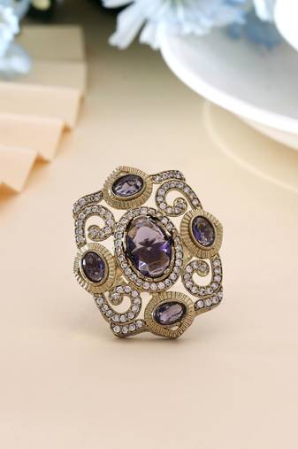 Purple color american diamond ring