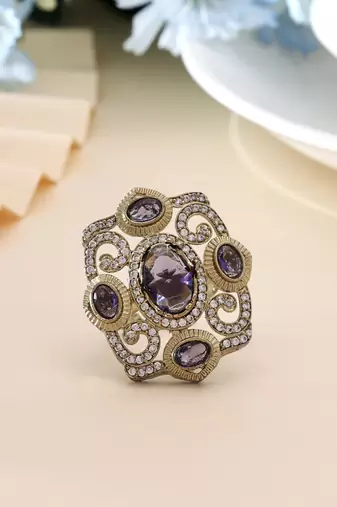 Purple color american diamond ring