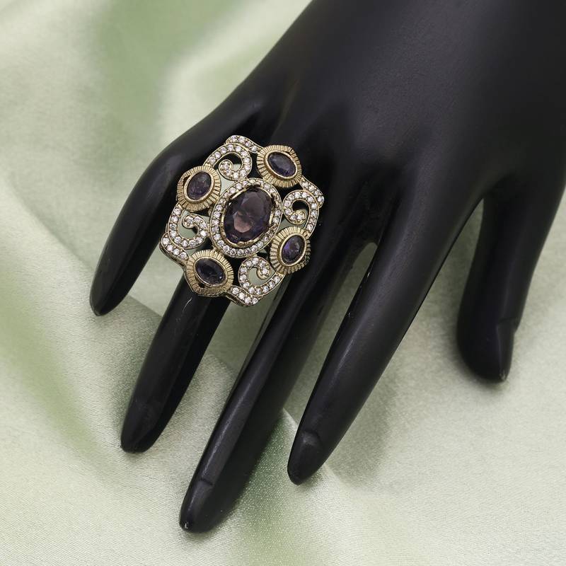 Purple color american diamond ring