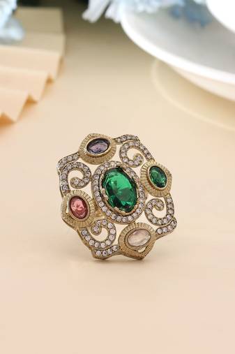 Multi color american diamond ring