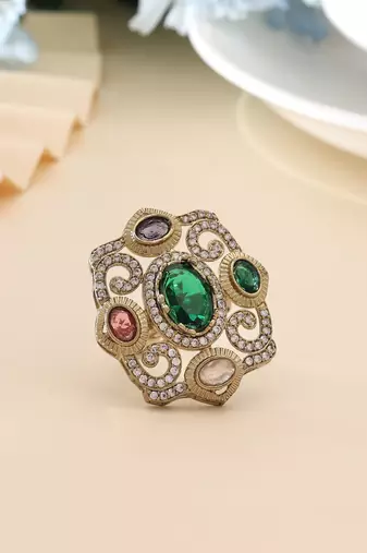 Multi color american diamond ring