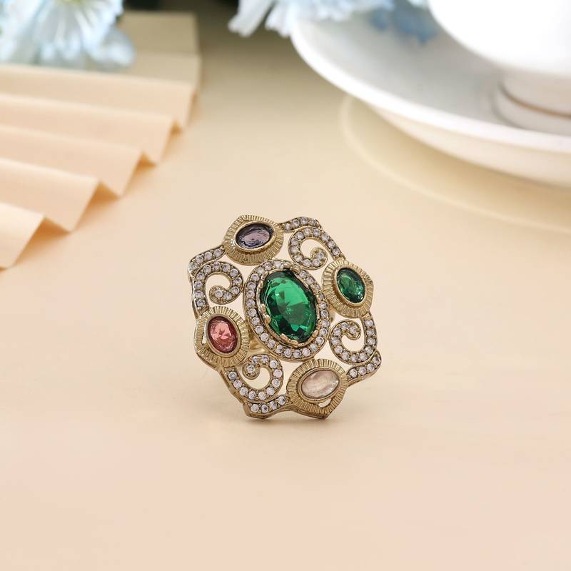 Multi color american diamond ring