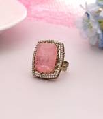 Pink color american diamond ring