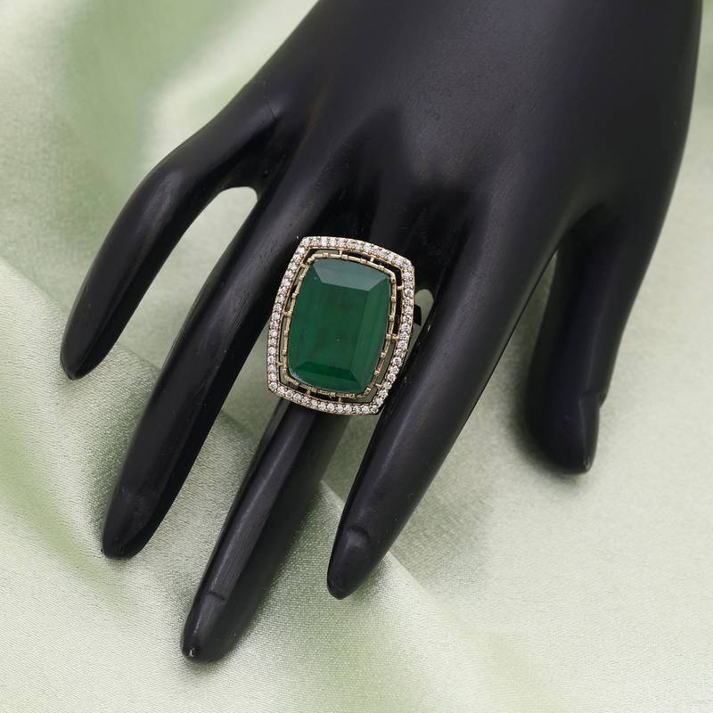 Green color american diamond ring