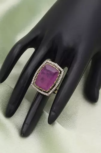 Purple color american diamond ring