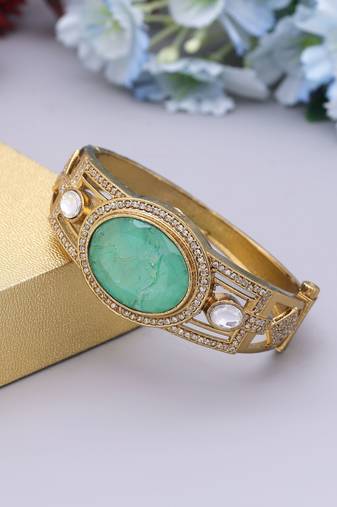 Pista green color openable american diamond bracelet