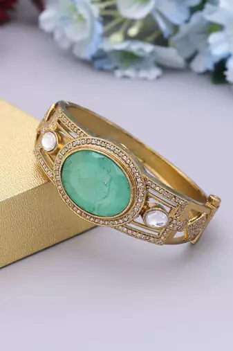 Pista green color openable american diamond bracelet