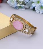 Pink color openable american diamond bracelet