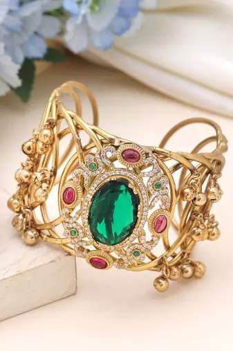 Green color american diamond bracelet