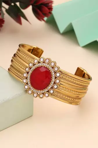 Red color american diamond bracelet