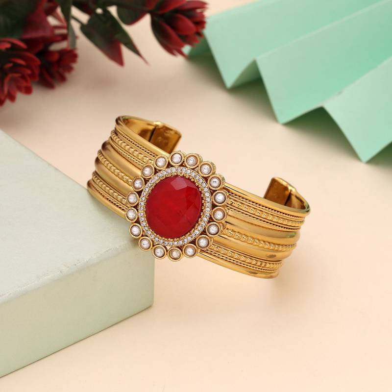 Red color american diamond bracelet