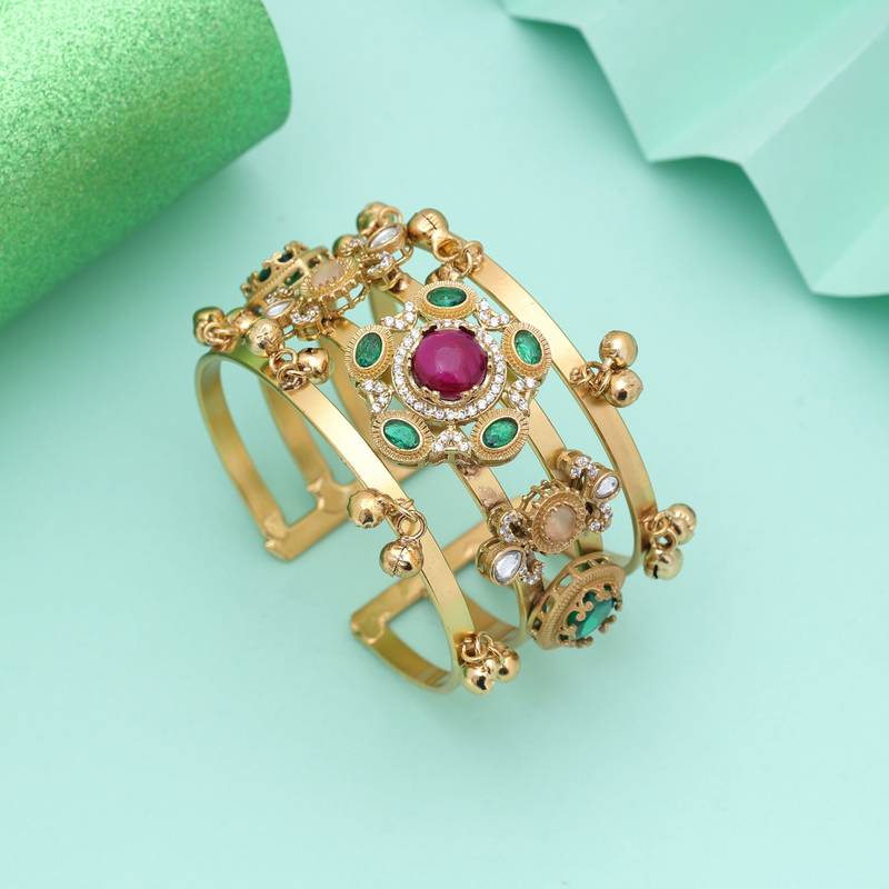 Rani & green color american diamond bracelet