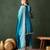 blue chinon embroidered round neck regular sleeve kurta palazzo sets