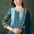 blue chinon embroidered round neck regular sleeve kurta palazzo sets
