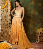 Yellow Embroidered Organza Lehenga Set