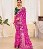 Fancy red–rani colour bandhani catalogue with gotta embroidery