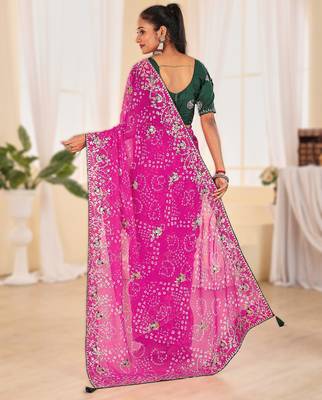 Fancy red rani colour bandhani catalogue with gotta embroidery 2