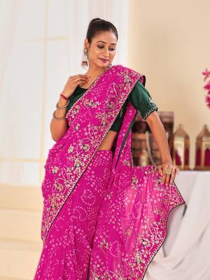Fancy red rani colour bandhani catalogue with gotta embroidery 3