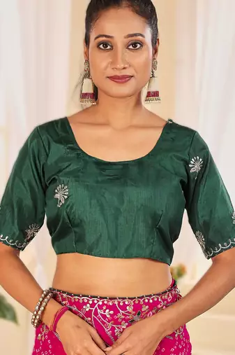 Fancy red rani colour bandhani catalogue with gotta embroidery