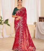 Fancy red   rani colour bandhani catalogue with gotta embroidery