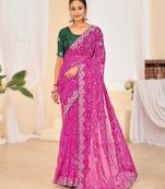 Fancy red–rani colour bandhani catalogue with gotta embroidery