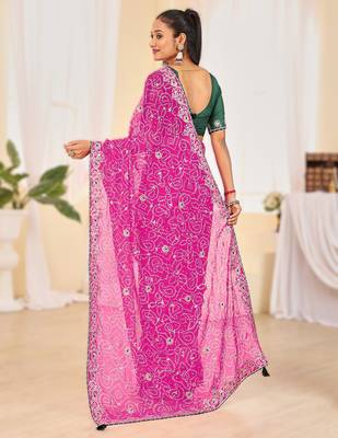 Fancy red rani colour bandhani catalogue with gotta embroidery 2
