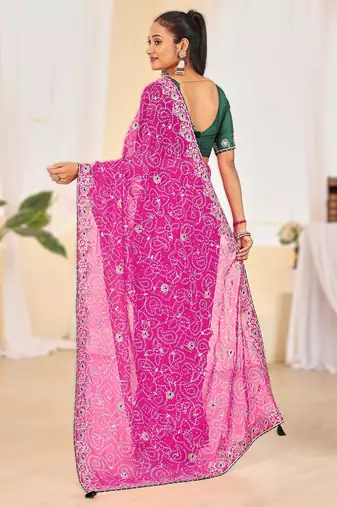 Fancy red rani colour bandhani catalogue with gotta embroidery