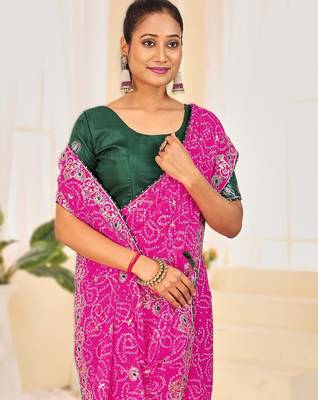 Fancy red rani colour bandhani catalogue with gotta embroidery 3