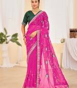 Fancy red–rani colour bandhani catalogue with gotta embroidery