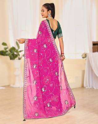 Fancy red rani colour bandhani catalogue with gotta embroidery 2