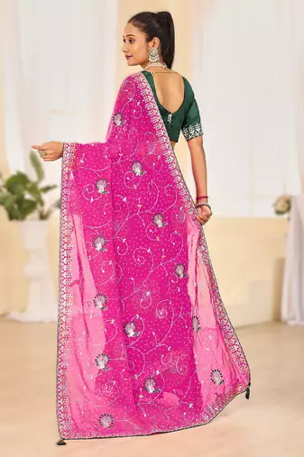 Fancy red rani colour bandhani catalogue with gotta embroidery