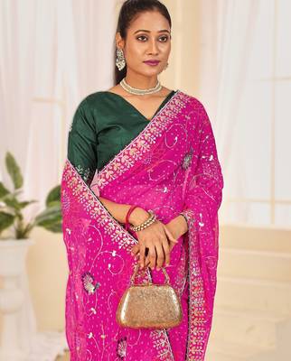 Fancy red rani colour bandhani catalogue with gotta embroidery 3