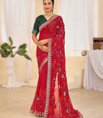 Fancy red–rani colour bandhani catalogue with gotta embroidery