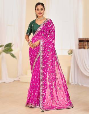 Fancy red rani colour bandhani catalogue with gotta embroidery 1